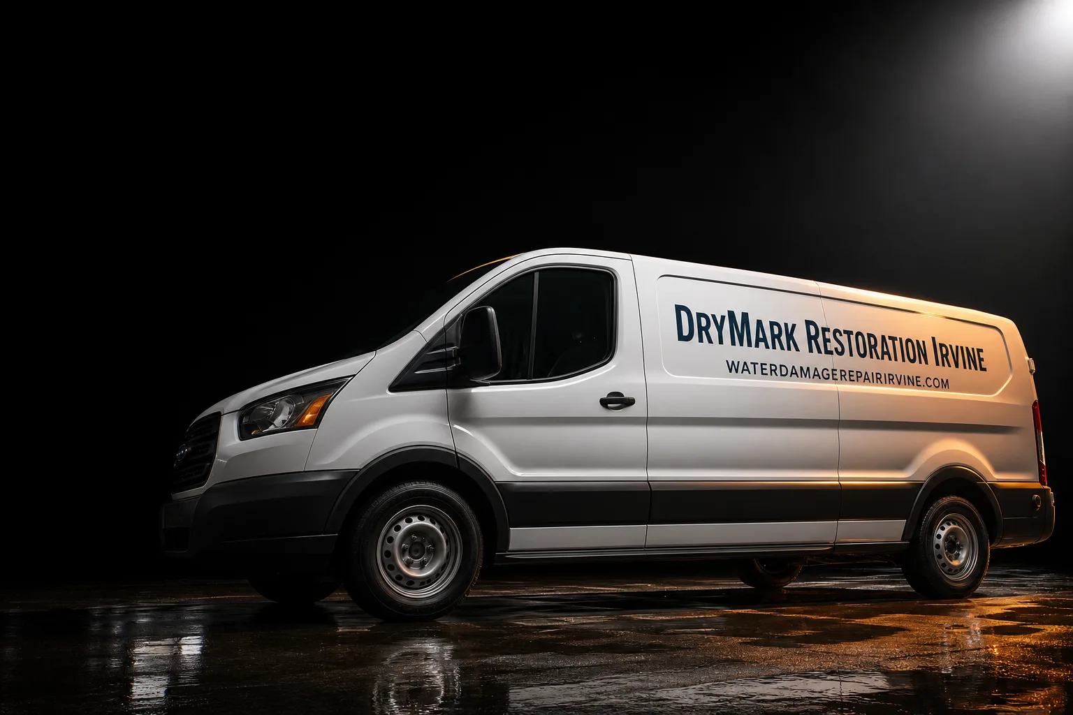 DryMark Restoration Irvine damage restoration service vehicle and crew in Irvine, CA